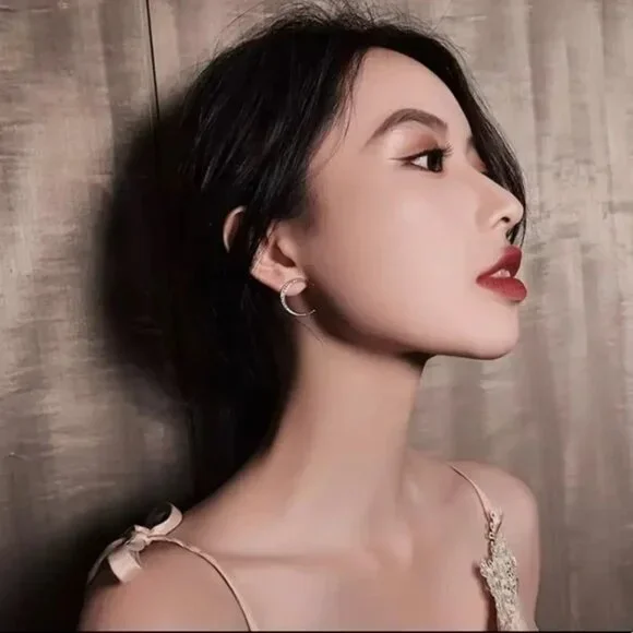 “Heavenly Dreamer” Star Crescent Moon Sun Galaxy/Space Bohemian Diamond Earrings - Picture 3 of 6